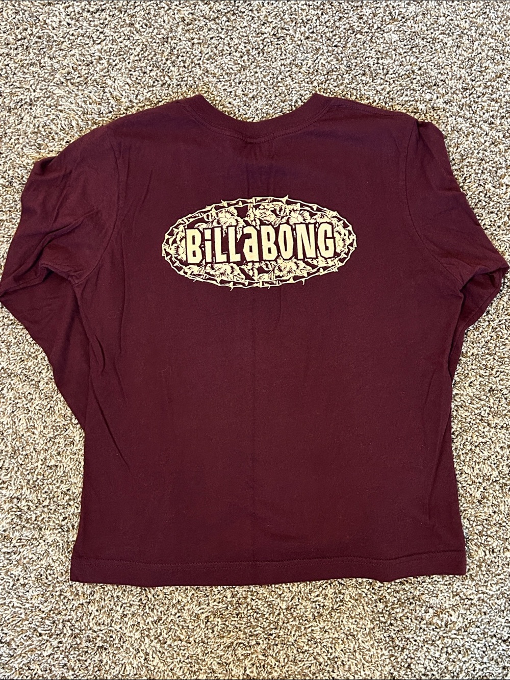 Vintage Y2K Billabong Maroon Long Sleeve Logo Tee - Picture 2 of 10